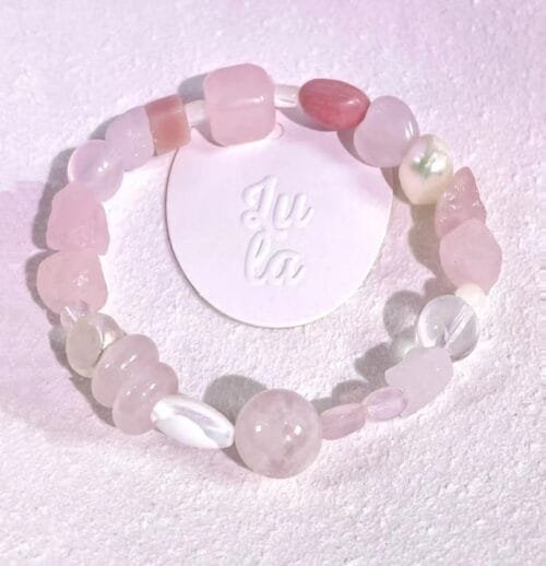 Natural Pink Crystal Alien Raw Stone Bracelet