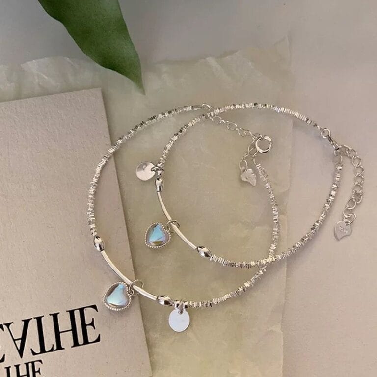 Moonstone Heart Crushed Silver Bracelet photo review