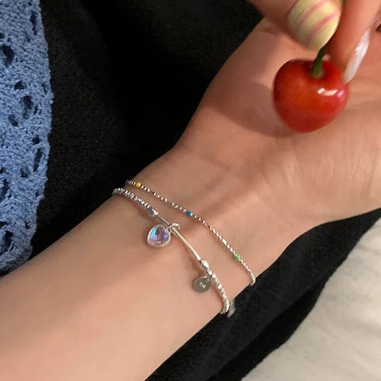 Moonstone Heart Crushed Silver Bracelet photo review