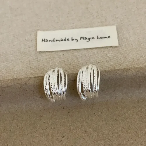 925 Silver Line Twist Earrings