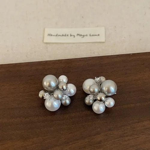 925 Silver Gray Pearl Earrings