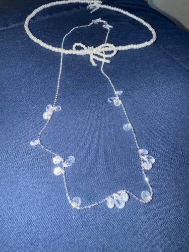 Click to view full screen S925 Sterling Silver Drops Round Zirconia Necklace photo review