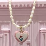 Tulip Heart Ceramic Pendant Pearl Necklace photo review