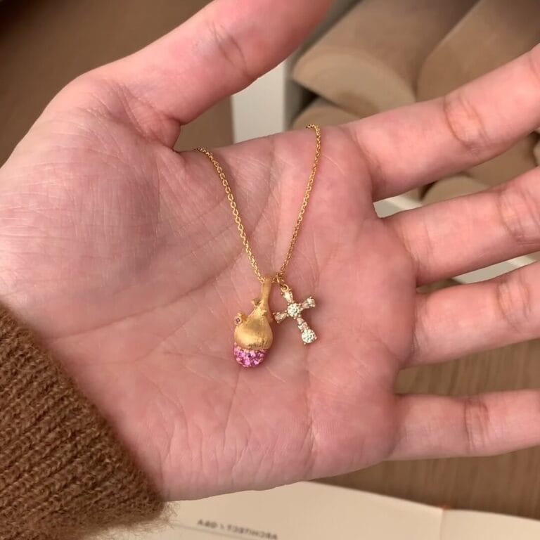 Cross Pink Diamond Pinecone Pendant Necklace photo review