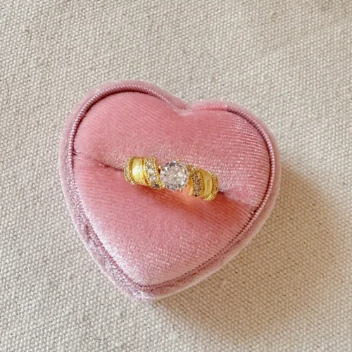 Brushed Zirconia Gold Split Ring