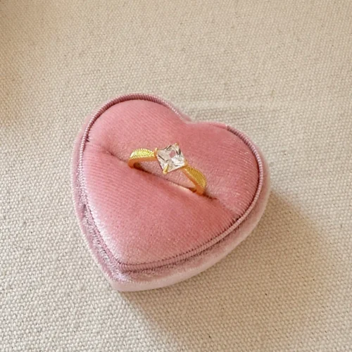 Brushed Zirconia Starburst Ring