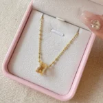 Brushed Full Star Zirconia Pendant Necklace – Elegant Gold Jewelry