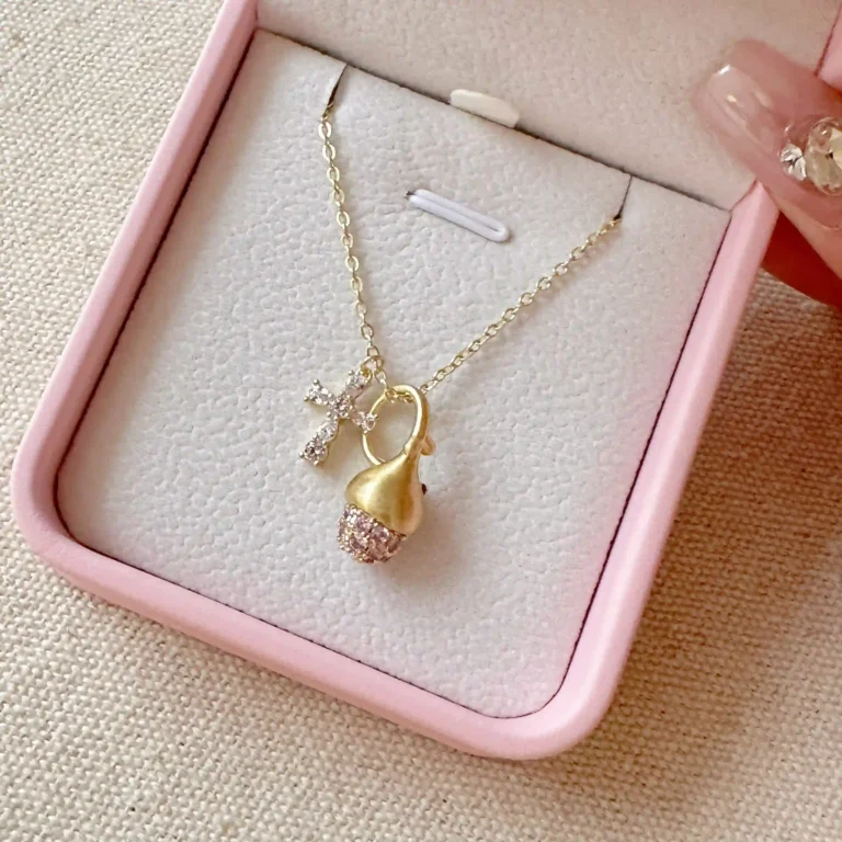 Cross Pink Diamond Pinecone Pendant Necklace photo review