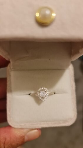 999 Fine Silver Teardrop Ring with Diamonds photo review