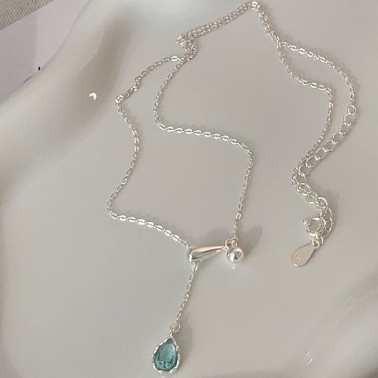 Sky Blue Teardrop Tassel Necklace photo review
