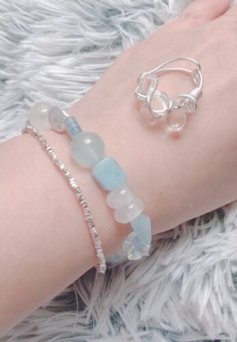 Click to view full screen Pink Pearl Zircon Double-Layer Braided Bracelet photo review