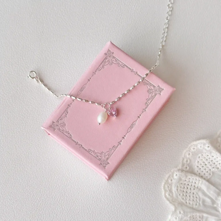 925 Sterling Silver Heart-Shaped Zirconia Pearl Pendant Necklace photo review