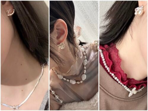 Click to view full screen Pink Knit Straight-Zipper Pouch photo review